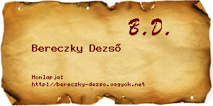 Bereczky Dezső névjegykártya
